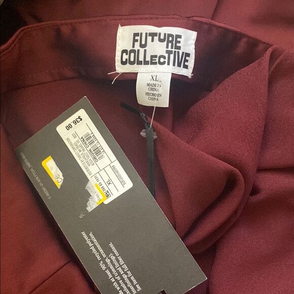 Women's Holiday Flowy Satin MIDI Skirt - Future Collective Burgundy XL NWT - Picture 8 of 8